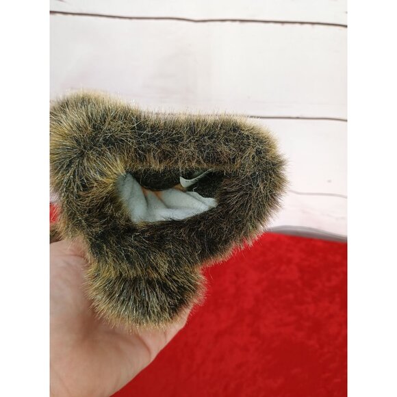 Realistic Plush Brown White Bunny Rabbit Hand Puppet - Picture 5 of 7